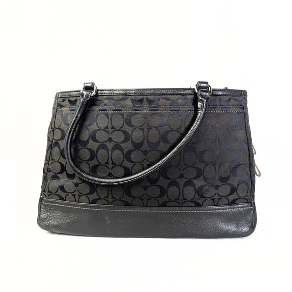 Pre-owned COACH Signature Canvas Leather Carryall Handbag - Picture 3 of 7